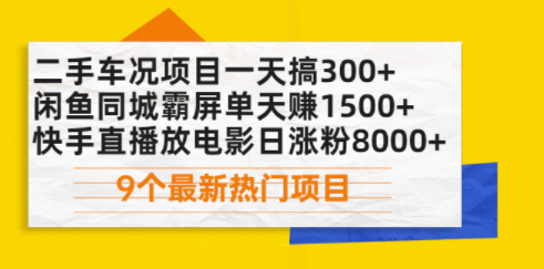 9个热门项目-二手车-闲鱼-快手