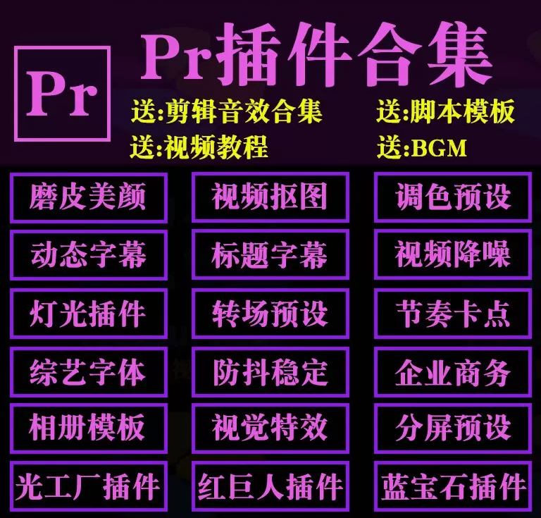 PR中文插件大全：Win/Mac一键式安装高级转场、降噪、磨皮功能全覆盖